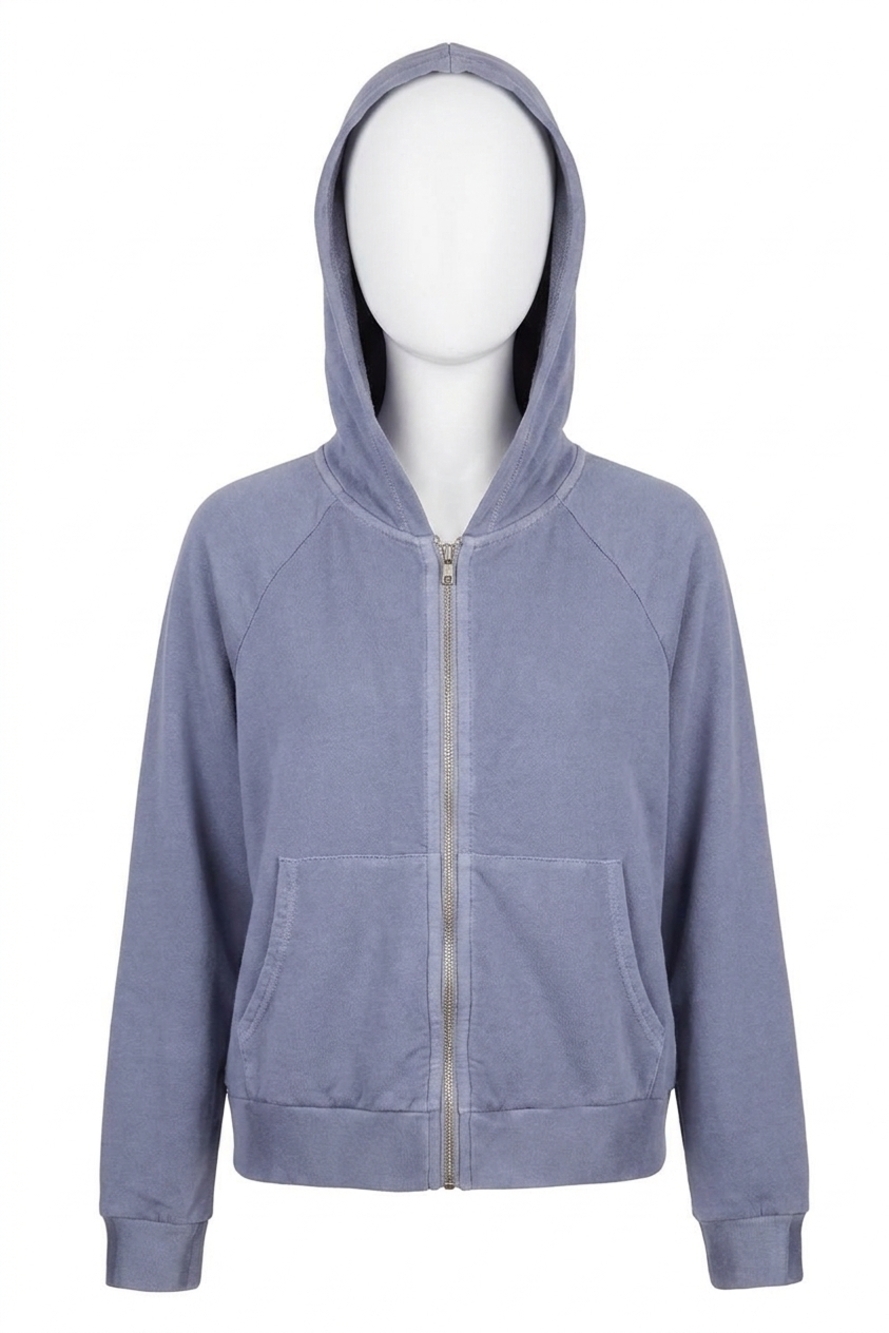 NEW STATESIDE softest fleece cropped zip-up hoodie in slate